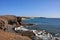 Rough and rocky coast of spanish volcanic island lanzarote