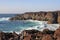 Rough and rocky coast of spanish volcanic island lanzarote