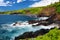 Rough and rocky shore at south coast of Maui, Hawaii