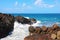 Rough sea on rocks in Los Hervideros coast, Lanzarote, Canary Islands, Spain