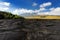 Rough surface of frozen lava after Mauna Loa volcano eruption on Big Island, Hawaii