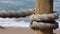 Rough Thick Rope Railing Beach Tropical Environment Wooden Post
