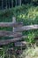 Rough wooden fence erected in the forest