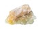 Rough yellow fluorite rock cutout on white