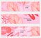 Roughly drawn floral elements pink banner set