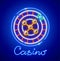 Roulette in casino. Neon icon. Excitable game