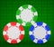 Roulette chips over green textured white