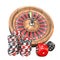Roulette, dice and gambling chips 3D