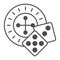 Roulette and dice thin line icon, Sea cruise concept, casino sign on white background, Roulette with cubes icon in