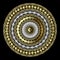 Round abstract 3d ornament. Vector decorative tribal greek style mandala pattern. Black gold silver ornamental