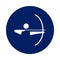 Round Archery pictogram, new sport icon in blue circle