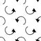 Round arrow pattern. A seamless pattern of hand-drawn doodle-style arrows with a black outline curved in a circle is often placed