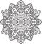 Round asymmetrical decorative element - lace mandala in zentangle style. Stylized vector flower for design or tattoo.