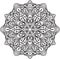 Round asymmetrical decorative element - lace mandala in zentangle style. Stylized vector flower for design or tattoo.