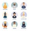 Round avatars set with pictures of religion leaders
