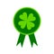 Round award with clover leaf and ribbons. Happy Pa