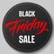 Round badge with Black Friday Sale vector illustration. Handwritten lettering Friday. Conceptual advertising business