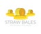 Round bales of straw on the field, agriculture and farming, logo design. Animal feed, food, crops, harvesting, farmland, hay and b