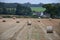 Round Bales of Straw in field, Forncett, Norwich, Norfolk, England, UK.