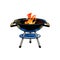 Round barbecue, BBQ charcoal grill, burning flame