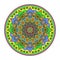 Round beach mat with a bright mandala with a flower pattern