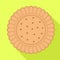 Round biscuit cracker icon, flat style