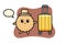 Round Biscuits Cartoon Illustration with luggage on vacation