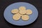 Round biscuits on a gray plate