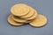 Round biscuits on a gray plate