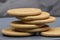 Round biscuits on a gray plate