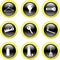 Round Black Glossy Bubble Household Icons