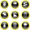 Round Black Gold Bubble Weather Icon Buttons