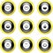Round Black Gold Glossy Bubble Smilie Icons