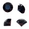 Round black sapphire