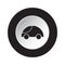 Round black, white button - cute rounded car icon