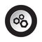 Round black and white button - three nuts icon