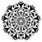 Round black and white ornament. Floral decoration