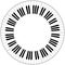 Round black and white piano keyboard frame
