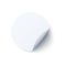 Round blank white paper sticker with peel off corner in realistic style.