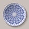 Round blue lacy delicate floral pattern. Stylized Chinese style painting on porcelain.