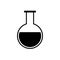 Round bottom boiling flask icon in flat design style. Test tube vector illustration, laboratory glassware