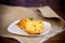 Round bread croutons fried in batter in a plate