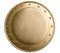 Round bronze metal medieval shield isolated