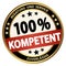 round business button - 100% competence (german