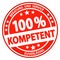 round business button - 100% competence (german