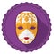 Round button with beautiful female Volto mask in flat style, Vector illustration