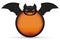 Round Button Decorated with Bat Head and Wings, Vector Illustration