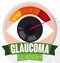 Round Button with Eye, Manometer and Ribbon Commemorating Glaucoma Week, Vector Illustration