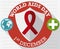 Round Button with Shield and Precepts for World AIDS Day, Vector Illustration