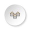 Round button for web icon, apartment, buildings. Button banner round, badge interface for application illustration